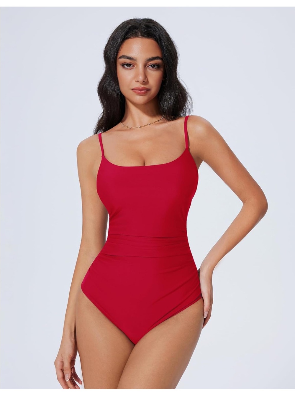 NWOT Red Ruched One-Piece Tummy Control Swimsuit